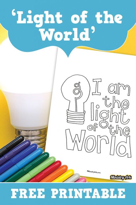 ‘Light of the World’ Printable (John 8:12) John 8:12 Craft, I Am The Light Of The World Printable, Light Of The World Coloring Page, God Is Light Craft, Light Of The World Trunk Or Treat, Be The Light Crafts For Kids, I Am The Light Of The World John 8:12, I Am The Light Of The World Craft, Light Of The World Object Lesson