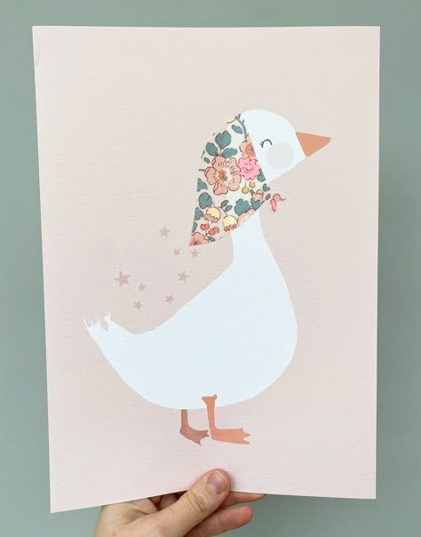 Farm Party Invitations, Duck Card, Goose Nursery, Nursery Illustration, Liberty Print Fabric, Duck Print, Nursery Room Design, Baby Frame, Beautiful Nursery