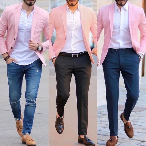 Pink Blazer Outfit Men, Pink Blazer Men, Pink Blazers, Terno Slim, Blazer Outfits Men, Mens Smart Casual Outfits, Mens Business Casual Outfits, Formal Men Outfit, Mens Fashion Blazer