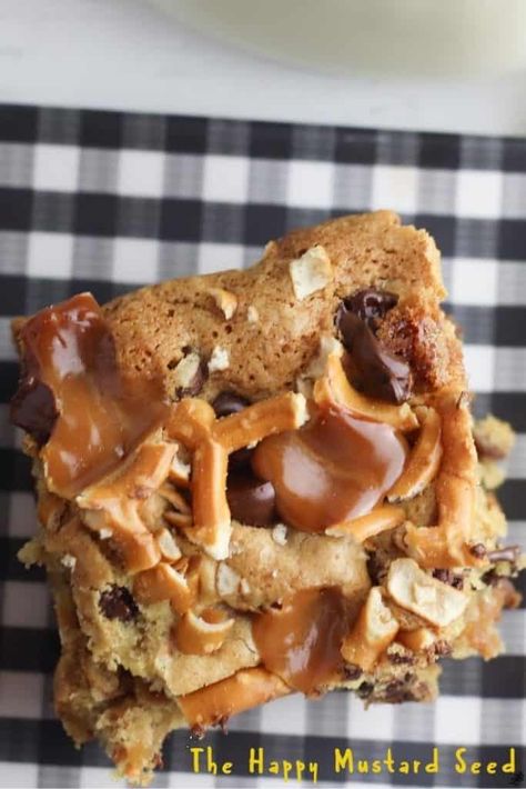 Everything But The Kitchen Sink Cookie Bars | The Happy Mustard Seed Homemade Cookie Bars, Kitchen Sink Cookies Recipe, Kitchen Sink Cookies, Cookie Bars Easy, Salty Cookies, Everything But The Kitchen Sink, Homemade Cookie, Dessert Bar Recipe, Cookie Bar Recipes