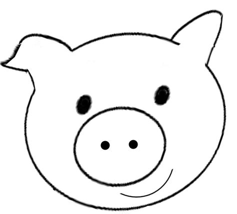 Pig Face Printable, Pig Face Drawing, Pig Outline, Pig Pumpkin, Printable Animal Masks, Coloring Mask, Pig Cookies, Pig Crafts, Pig Head