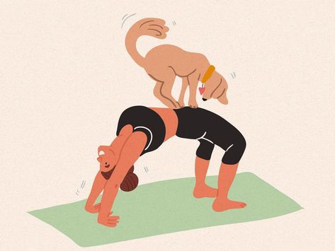 Yoga With Dog, Yoga Interior Design, Dog Doing Yoga, Puppy Yoga, Yoga Drawing, Yoga Illustration, Style Character, Dog Yoga, Yoga Design