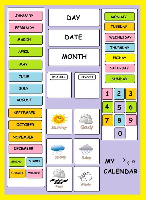 My Calendar Listening Drag-Drop - Ficha interactiva Learning Websites For Kids, Calendar Worksheets, Preschool Charts, Paper Flower Wall Hanging, Weather Chart, Classroom Charts, Classroom Rules Poster, Date Month, Classroom Calendar