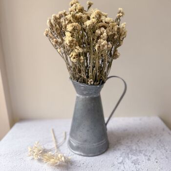 This rustic dried flower arrangement is complete with a silver jug - perfect for a farmhouse interior!Designed and handcrafted in our countryside studio, this arrangement contains dried flowers.
This is a lovely gift or would be perfect as part of your home decor interior!
Each bouquet is lovingly handmade to order and arrives fully gift wrapped in recyclable kraft paper and with a free gift note if required!Made from dried flowers
Care Instructions: Keep away from water and humidity/moisture. Indoor use only.Please read the approximate dimensions before ordering to ensure the size is suitable for you!Please read the following approximate dimensions before ordering:
40cm tall, vase included.