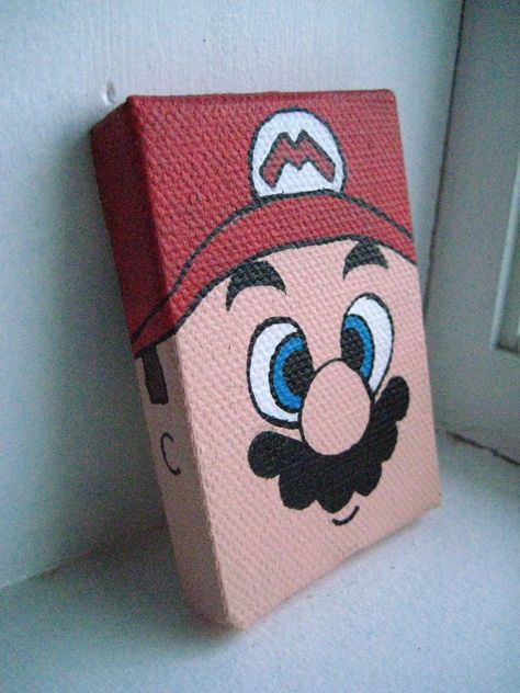 I need to make this Canvas Art For Men, Mario Room, Mario E Luigi, Disney Canvas Art, Cute Canvas Paintings, Easy Canvas Art, Kids Canvas, Canvas Painting Designs, Cute Canvas