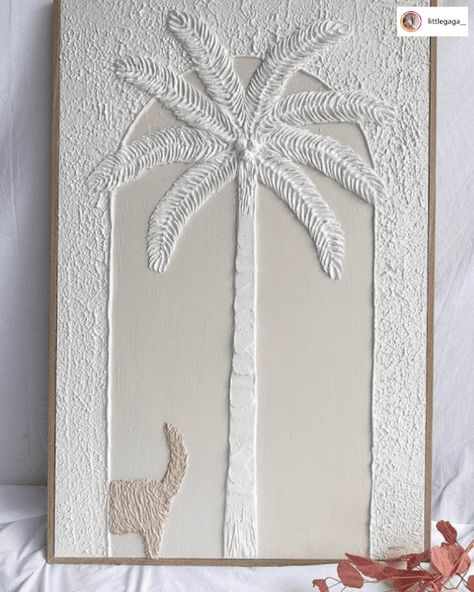 Textured Beach Painting Diy, Spackle Art Texture Diy Beach, Textured Palm Tree Art, Texture Painting On Canvas Beach, Textured Art Palm Tree, Patina Art, Palm Tree Wall Art, Diy Wall Art Decor, Diy Canvas Wall Art