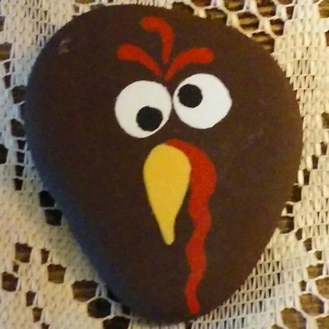 PaintedRoxRUs | Accents | Turkey Thanksgiving Painted Rock Ooak Garden Art | Poshmark Fall Rock, Garden Rock Art, Painted Rock Animals, Rock Garden Design, Halloween Rocks, Painted Rocks Craft, Christmas Rock, Painted Rocks Diy, Rock Painting Ideas Easy