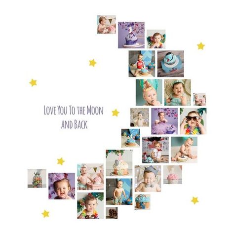 Moon Photo Collage Template | Moon Template | Crescent Moon Collage Template | Custom Photo Template Moon Photo Collage, Moon Template, Moon Collage, About Moon, Heart Photo Collage, Collage Des Photos, Birthday Photo Collage, Collage Foto, Moon Photo