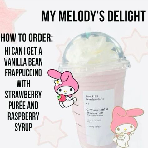 Starbucks Orders To Try No Coffee, How To Order Starbucks Secret Drinks, Sanrio Starbucks Drink Orders, Hello Kitty Starbucks Drink, Sanrio Drinks, Starbucks Copycat Recipes Drinks, Different Drinks, Starbucks Drink Menu, Best Starbucks Drinks