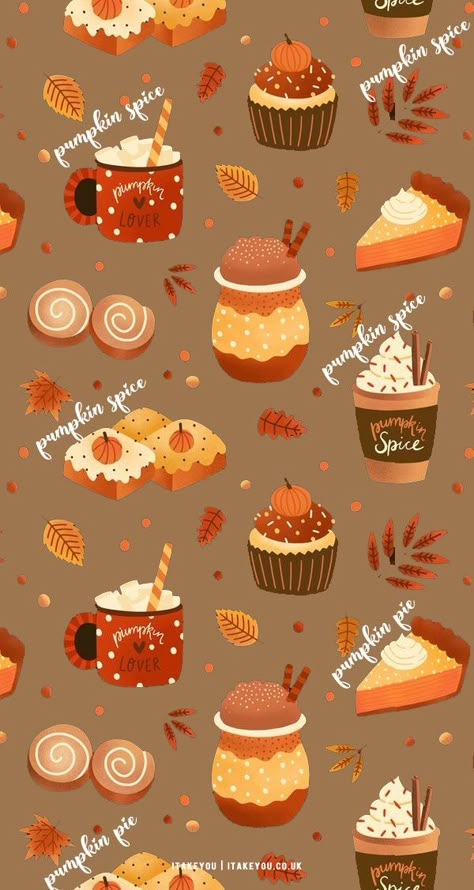 Cute Autumn Background, Winter Wallpaper Cute, Cute Autumn, Cozy Wallpaper, Cute Autumn Wallpaper, Wallpaper Autumn, Fall Theme, Autumn Pattern, Autumn Phone Wallpaper