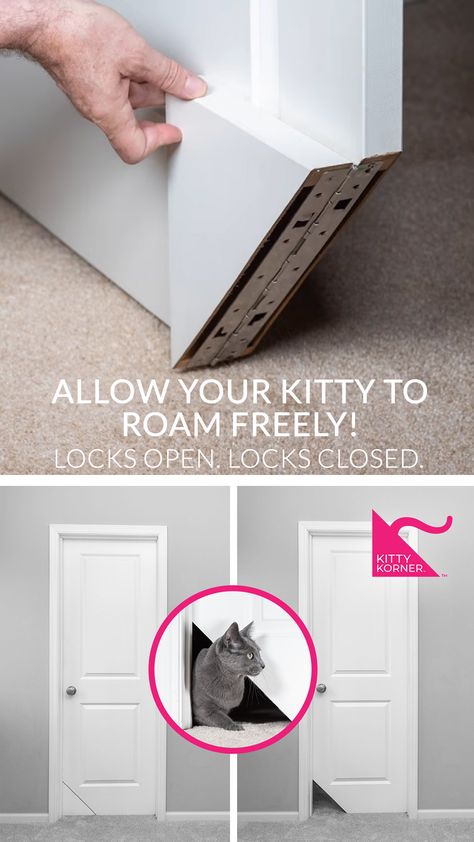 A simple to install cat door Diy Interior Cat Door, Cat Door Ideas, Diy Cat Door, Katt Diy, Katt Grejer, Cat House Diy, Pet Door, Cat Door, Diy Cat