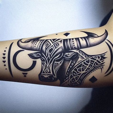 Tribal Style Tattoo for Females Woman Taurus Tattoo, Taurus Astrology Tattoo For Women, Taurus Back Tattoo, Bull Tattoo Feminine Taurus, Girly Taurus Tattoo Design, Taurus Bull Tattoos For Women, Bull Tattoo Feminine, Taurus Girl Tattoo For Women, Taurus Bull Tattoos