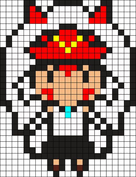 Princess Mononoke Cross Stitch, Princess Mononoke Pixel Art, Ghibli Perler Bead Patterns, Princess Mononoke Perler Beads, Studio Ghibli Perler Bead Patterns, Ghibli Perler Beads, Ghibli Pixel Art, Princess Mononoke San, Modele Pixel Art