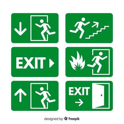 Exit Sign Drawing, Building Symbol, Safety Signs And Symbols, Green Sign, Emergency Exit Signs, Wayfinding Design, Signage System, Exit Sign, Print Design Art