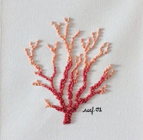 Coral Reef Embroidery, Reef Embroidery, Jewelry Embroidery, Beaded Shirt, Bead Embroidery Patterns, Creative Embroidery, Hand Embroidery Art, 자수 디자인, Crewel Embroidery