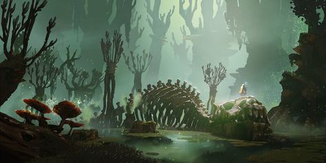 ArtStation - Project S 4 Swamp Concept Art, Environment Projects, Animation Portfolio, Bone Art, Dark Elf, Matte Painting, Environment Concept Art, Environmental Art, The Project