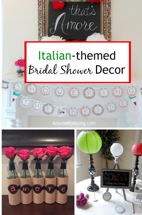 Italian themed bridal shower l Beauteeful Living Italian Themed Wedding Shower Ideas, Bridal Shower Italy Theme, Italian Wedding Shower Ideas, Wedding Shower Italian Theme, Bachelorette Italian Theme, Italian Food Bridal Showers, Italian Theme Bridal Shower, Theme Bridal Shower Ideas, Italian Brunch