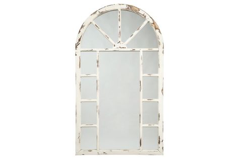 Divakar Accent Mirror | Ashley Furniture HomeStore Window Styling, Chipped Paint, Farmhouse Window, Window Dressing, An Aesthetic, Accent Mirror, Antique White, A Table, Farmhouse