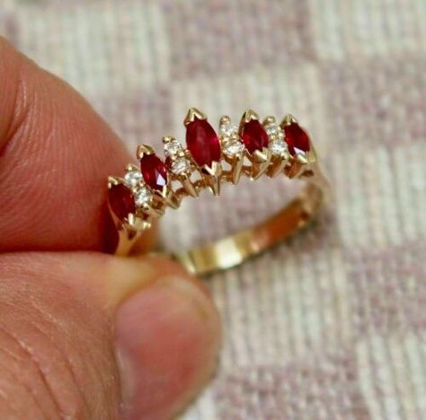 Find many great new & used options and get the best deals for 2Ct Marquise Lab Created Red Ruby Women's Wedding Band Ring 14K Yellow Gold FN at the best online prices at eBay! Free delivery for many products! Ruby Wedding Band, Anniversary Rings For Her, Ruby Wedding, Ruby Diamond Rings, Ruby Jewelry, Eternity Wedding Band, Engagement Bands, Wedding Band Ring, Band Engagement Ring