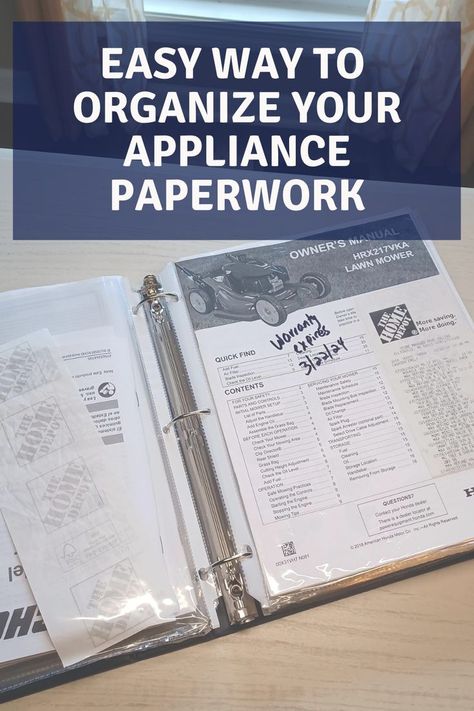 Keep your instruction manuals, warranty paperwork, and purchase receipt all in one place for easy retrieval when needed with this simple hack. Organize your home, and your life. Organizing Manuals And Warranties, Home Manuals Organization, Organize Manuals And Warranties, Organize Paperwork At Home, Manual Organization, Organizing Receipts, Filing Tips, Organize Receipts, Paper Organizing