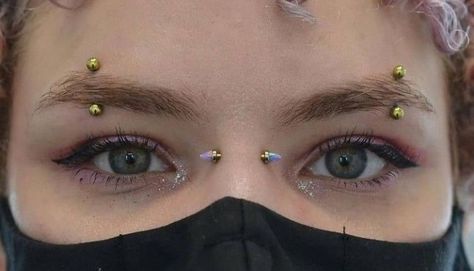 Double Vertical Eyebrow Piercing, Bridge And Eyebrow Piercing, Eyebrow Piercing Both Sides, Central Eyebrow Piercing, Symmetrical Eyebrow Piercing, Eyebrow Piercing Placement, Paired Eyebrow Piercing, All Face Piercings, Two Eyebrow Piercing