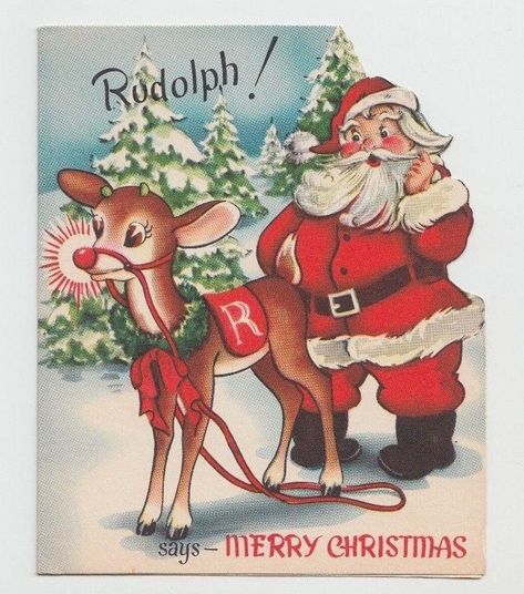 ~ Unused, "Rudolph The Red Nosed Reindeer" Vintage Christmas Card ~ | #1839511444 Xmas Images, Calendar December, Hawthorne House, Rudolph Red Nose, Rudolph Red Nosed Reindeer, Christmas Tree Scent, Movies Characters, Red Nose Reindeer, Vintage Christmas Greeting Cards