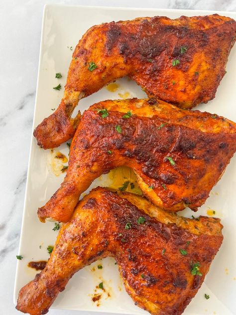 Caribbean Inspired Sazon Baked Chicken Leg Quarters - The Glam Kitchen Baked Chicken Quarters, Baked Chicken Leg Quarters, Chicken Quarter Recipes, Chicken Leg Quarter Recipes, Fried Catfish Recipes, Chicken Quarters, Leg Quarters, Chicken Leg Quarters, Glam Kitchen