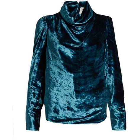 0 Velvet Trend, Crushed Velvet Top, Transitional Dressing, Teal Top, Velvet Top, Top Designer Brands, Velvet Tops, Blue Top, Opening Ceremony