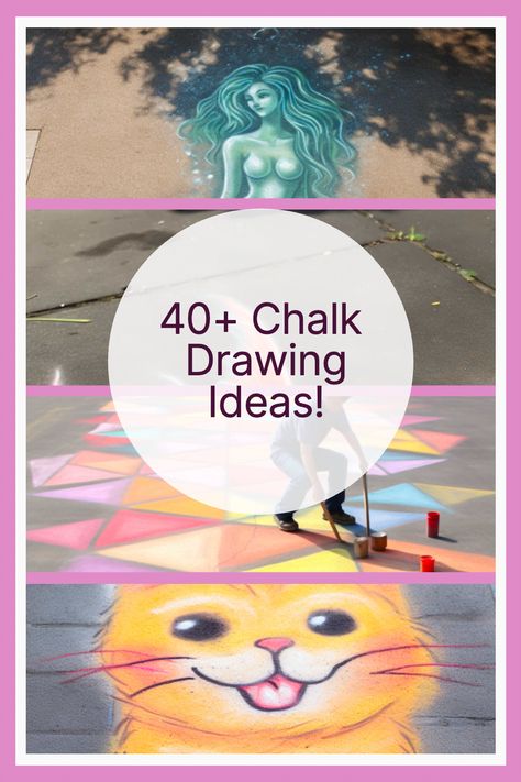 40 Chalk Drawing Ideas: Fun and Creative Designs for All Ages - Artsydee | Drawing, Painting, Craft & Creativity Sidewalk Chalk Art Ideas Creative, Sidewalk Chalk Art Ideas Easy, 3d Sidewalk Chalk Art, Chalk Drawings Sidewalk, Chalk Drawing Ideas, Sidewalk Chalk Art Ideas, Unicorn Mural, Easy Chalk Drawings, Chalk Art Ideas