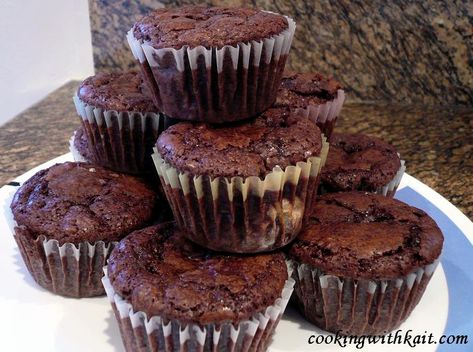 Box Brownie Muffins – Cooking With Kait Boxed Brownie Recipes, Coconut Brownies, Boxed Cake Mixes Recipes, Brownie Muffins, Chocolate Muffin Recipe, Stick Butter, Brownie Cupcakes, Box Brownies, No Bake Brownies