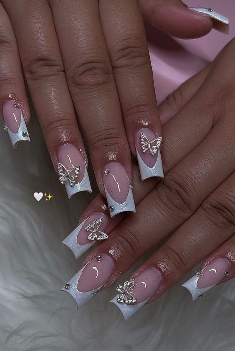 Medium Length Birthday Nails, Nail Inspo Medium Length, Nail Inspo Medium, Medium Length Nail Ideas, Medium Length Nail, Charm Nails, Cute Nail Colors, Girly Acrylic, Acrylic Medium