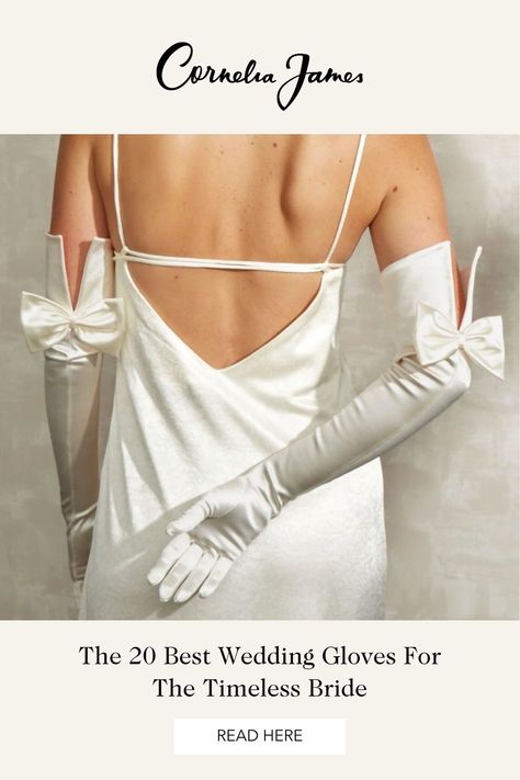 'Calista' Satin Opera Gloves - Wondering if bridal gloves are the addition you need to finish the wedding look? Even though gloves are not ‘required’ by wedding etiquette as they were until the 1960s, brides may choose to wear gloves as an elegant statement. Few accessories can add such a timeless feel to a wedding look as a pair of bridal gloves. Generally, the choice of glove depends on the style of the sleeve. Once you have said ‘Yes to the Dress,’ the glove shopping begins. READ MORE Said Yes To The Dress, Timeless Bride, Tulle Gloves, Silk Gloves, Satin Gloves, Dress With Gloves, Short Gloves, Sleeved Wedding, Evening Gloves