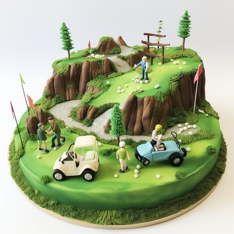 At of balls at play in this game Golf Treats, Disc Golf Cake, Golf Course Cake, Mini Golf Party, Golf Themed Cakes, Golf Birthday Cakes, Birthday Canvas, Cookie Recipes Decorating, Cake For Boyfriend