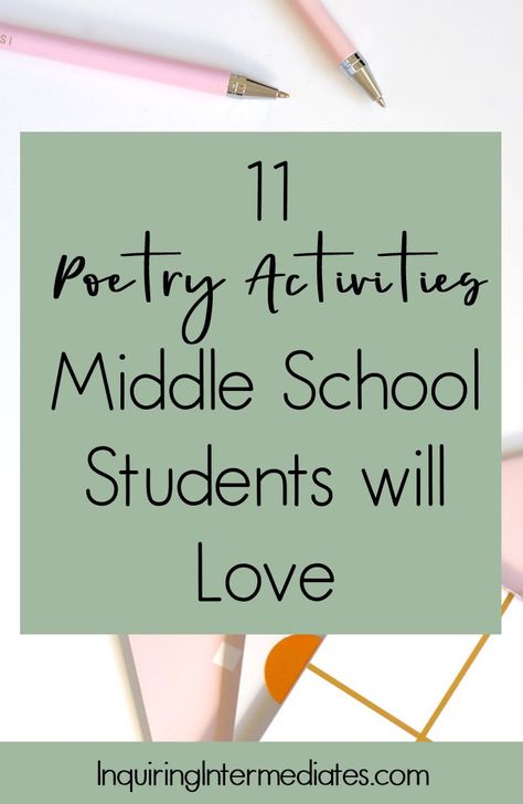 Poetry activities for middle school don't have to be boring! I've shared 11 poetry activities middle school teachers can easily bring into their classroom including poetry books for middle school, poetry teaching activities, and game ideas! School Flower Garden, Poetry Activities Middle, Poetry Unit Middle School, Fun Poetry Activities, Activities Middle School, Middle School Writing Activities, Narrative Text, Poetry Middle School, Essay Samples