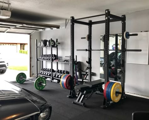 Small Home Gyms, Garage Gyms, Home Gym Basement, Dream Home Gym, Home Gym Garage, Workout Room Home, Gym Setup, Diy Home Gym, Rogue Fitness