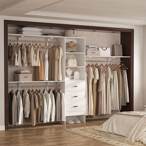 Transform your closet into a functional and attractive storage solution with our premium Closet Organizer System. Self Made Closet Ideas, Large Bedroom Closet Ideas, Basement Closet Ideas Diy, Small Closet Layouts, Bedroom Wall Closet Ideas, Armoire Bedroom Ideas, Small Walk In Closet Ideas Layout Plan, Outside Closet Ideas Bedrooms, Medium Size Walk In Closet Ideas