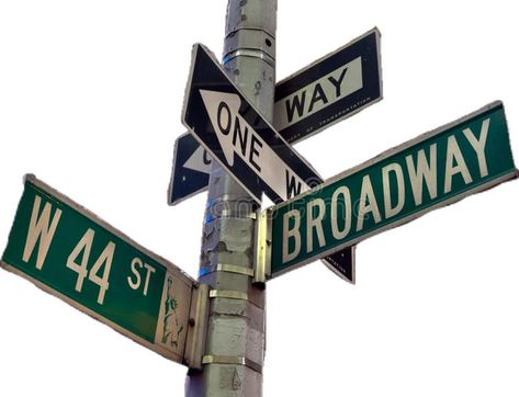 New York Png Aesthetic, New York Symbols, New York Street Sign, Downtown Design, Street Sign Art, Background Canva, Broadway New York, New York City Aesthetic, Loading Screen