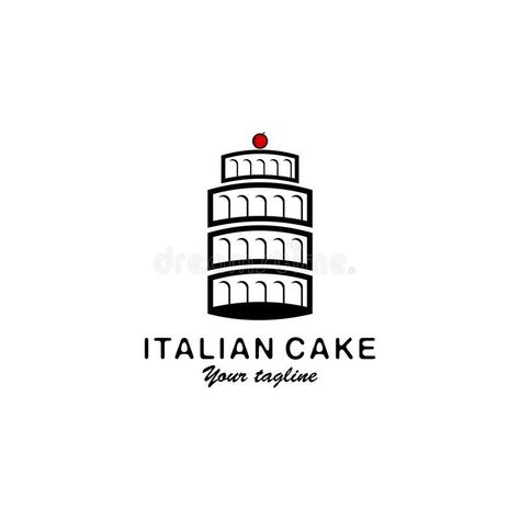 Cake Vector Logo, Bread Vector, Tower Cake, Pisa Tower, Logo Design Illustration, Cake Vector, Retail Design Display, Italian Cake, Cake Bakery