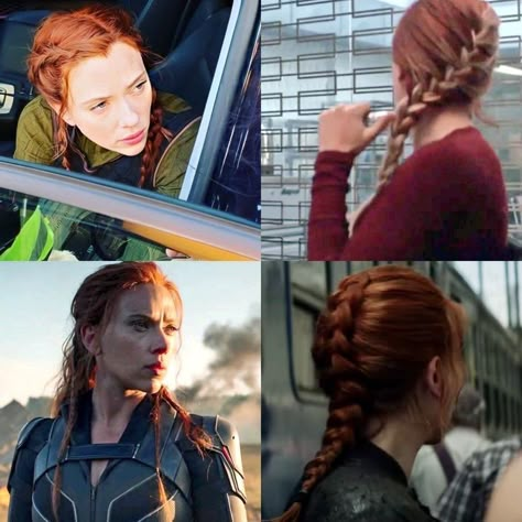 Black Widow Makeup, Black Widow Aesthetic, Black Widow Avengers, Black Widow Natasha, Black Widow Marvel, Braids Hair, Work Hairstyles, Marvel Women, Romanoff