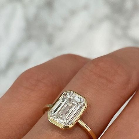 Emerald Cut Bezel Set Engagement Ring, Full Bezel Engagement Ring, Bezel Engagement Ring Emerald, Cool Girl Engagement Rings, Emerald Cut Bezel Engagement Ring, Bezel Emerald Engagement Ring, Emerald Bezel Engagement Ring, 3ct Engagement Ring, Dream Proposal