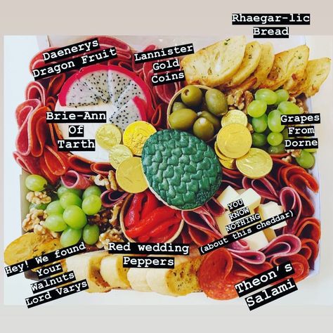 Game of Thrones Charcuterie Board Game Of Thrones Charcuterie Board, Dnd Charcuterie Board, Fruit Bread, Eat Pretty, Charcuterie Inspiration, Brie, Charcuterie Board, Cheddar, Cheese Board