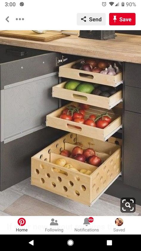 Kitchen Vegetable Storage, Best Kitchen Cabinets, Diy Bathroom Furniture, Pallet Furniture Living Room, Diy Furniture For Small Spaces, Furniture Small Spaces, Diy Apartment Furniture, Vegetable Storage, Kitchen Pantry Design