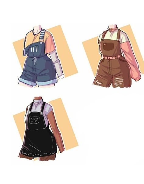 Overall Outfit Drawing, Overalls Outfit Drawing Reference, Anime Overalls Outfit Drawing, Chibi Overalls, Overall Drawing Reference, Oc Outfit Ideas Female Casual, How To Draw Overalls, Overalls Outfit Drawing, Outfit Ideas Drawing Female Casual