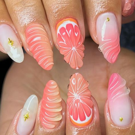 Class Nails, Nail Art Course, Practice Nail Art, Book Nail Art, Grapefruit Slice, Lime Nails, Nail Art Practice, Olive Nails, Fruit Nail Art