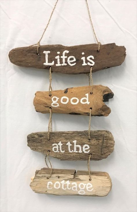 Driftwood Art Sculpture, Trunk Furniture, Driftwood Signs, Driftwood Diy, Driftwood Art Diy, Wood Jewelery, Driftwood Projects, Driftwood Wall Art, Cottage Signs