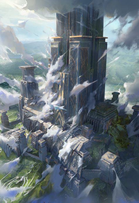 Fantasy Ruins Art, Fantasy Cities Art, Fantasy City Art, Fantasy Ruins, Ruined City, Beautiful Ruins, Space Fantasy, Location Inspiration, Landscape Concept