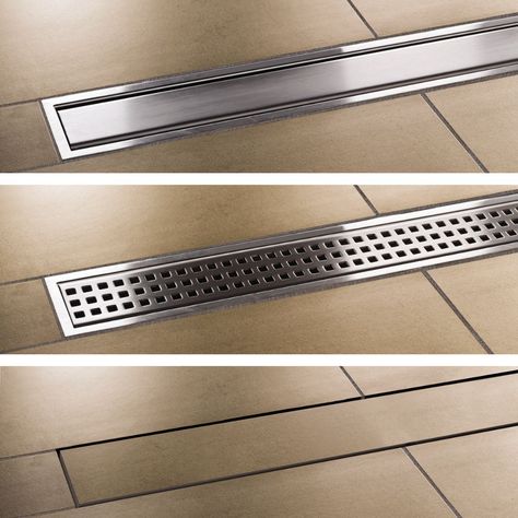 KERDI-LINE Drain | schluter.com Roll In Showers, Bathtub Surround, Linear Drain, Floor And Decor, Bathroom Drain, Shower Drains, Bathroom Idea, Bathroom Remodel Shower, Floor Drains