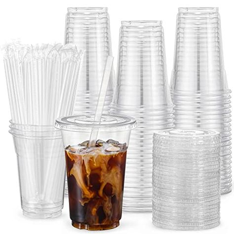 Plastic Cups With Lids, Cups With Lids And Straws, Clear Cups, Homemade Coffee, Lemon Tea, Iced Coffee Cup, Disposable Cups, Plastic Cups, Disposable Tableware