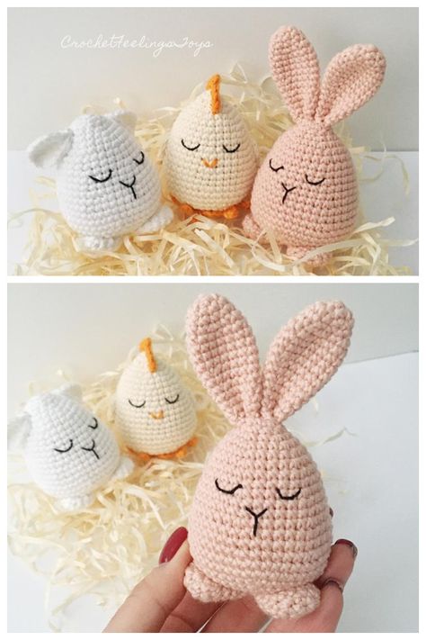 Easter Egg Bunny Crochet Patterns - DIY Magazine Easter Crochet Patterns Free, Easter Bunny Crochet Pattern, Easter Egg Bunny, Bunny Eggs, Easter Crochet Patterns, Crochet Bunny Pattern, Front Porch Christmas Decor Ideas, Porch Christmas Decor Ideas, Porch Christmas Decor