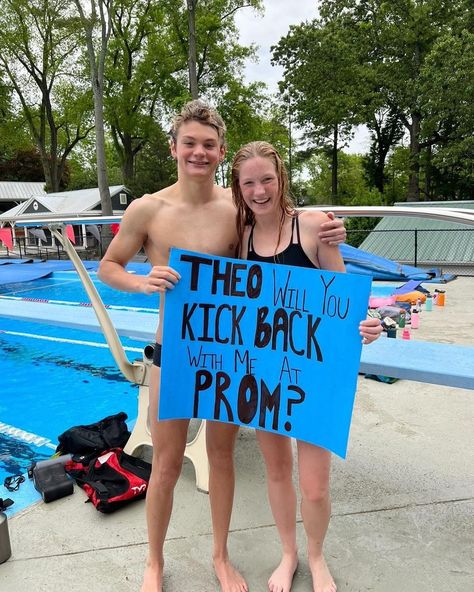 Swimming Promposal, Swim Promposal, Prom Posals, Prom Posters, Poster Idea, Dance Poster, Hoco Proposals, Prom Proposal, Water Polo